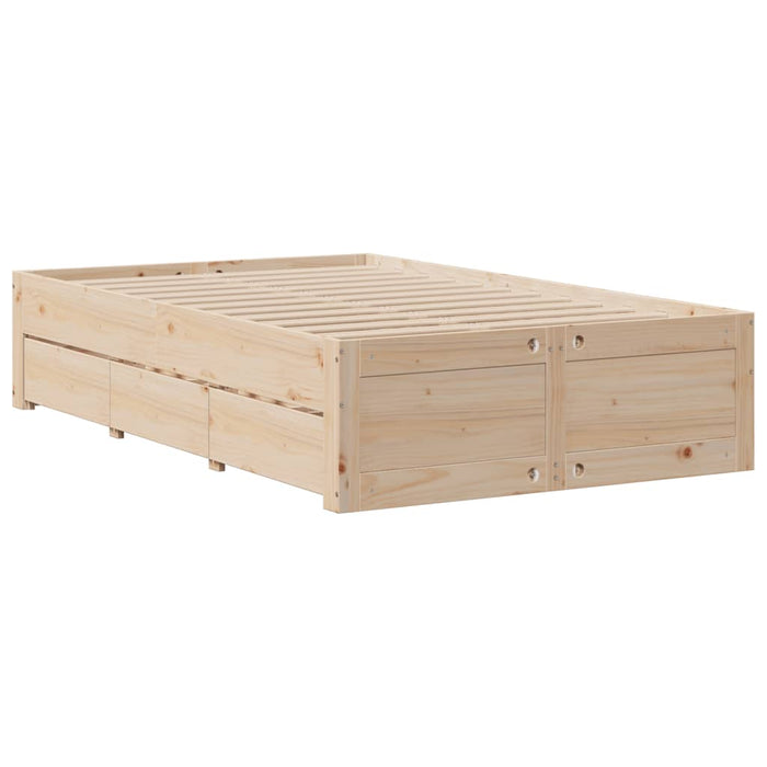 Pat cu bibliotecă fără saltea, 135x190 cm, lemn masiv de pin WALTI