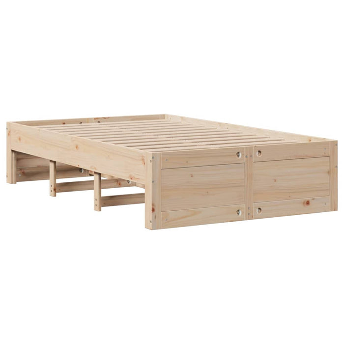 Pat cu bibliotecă fără saltea, 135x190 cm, lemn masiv de pin WALTI