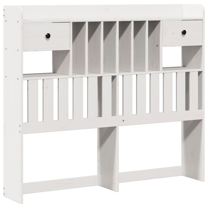 Pat cu bibliotecă fără saltea, alb, 135x190 cm, lemn masiv pin - WALTI WALTI