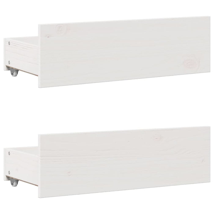 Pat cu bibliotecă fără saltea, alb, 135x190 cm, lemn masiv pin - WALTI WALTI