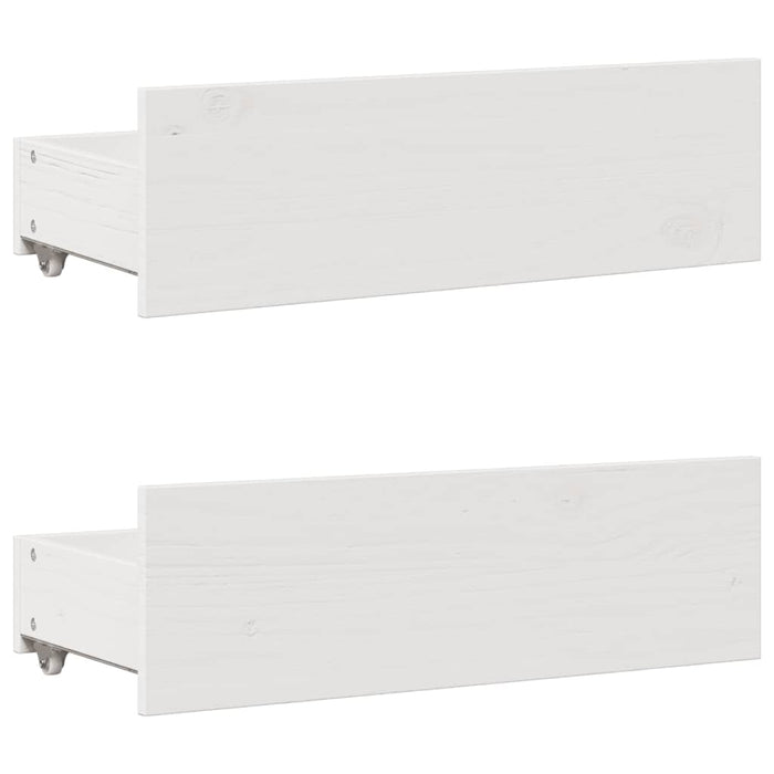 Pat cu bibliotecă fără saltea, alb, 90x190 cm, lemn masiv pin WALTI