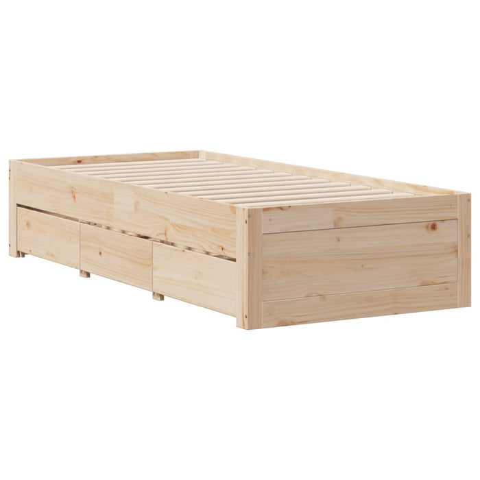 Pat cu bibliotecă fără saltea, 75x190 cm, lemn masiv de pin WALTI