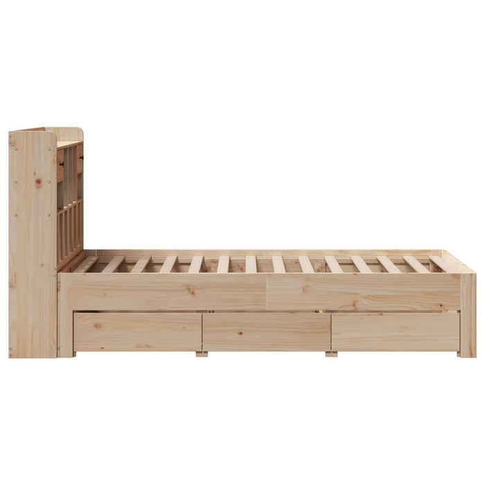 Pat cu bibliotecă fără saltea, 75x190 cm, lemn masiv de pin WALTI