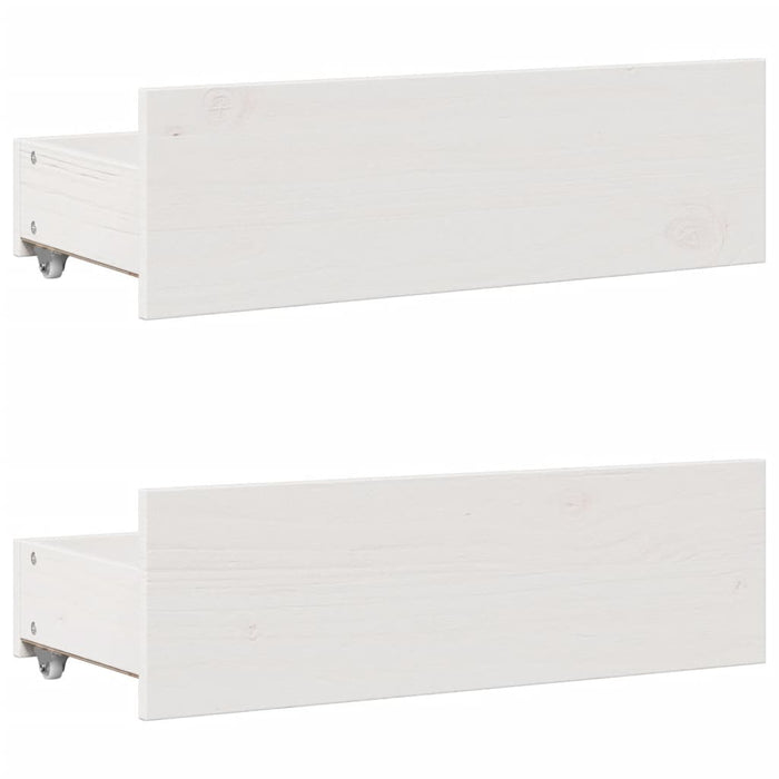 Pat cu bibliotecă fără saltea, alb, 75x190 cm, lemn masiv pin WALTI