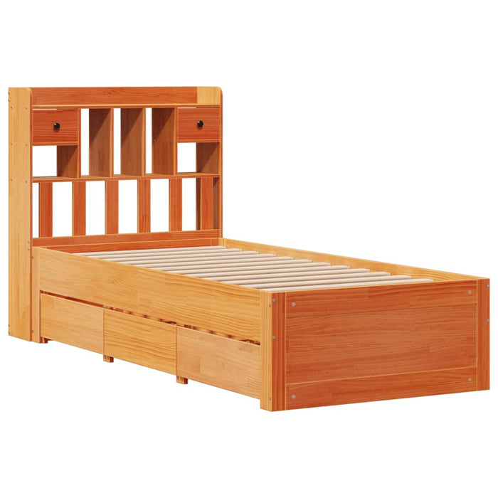 Pat bibliotecă fără saltea maro ceruit 75x190 cm lemn masiv pin - WALTI WALTI