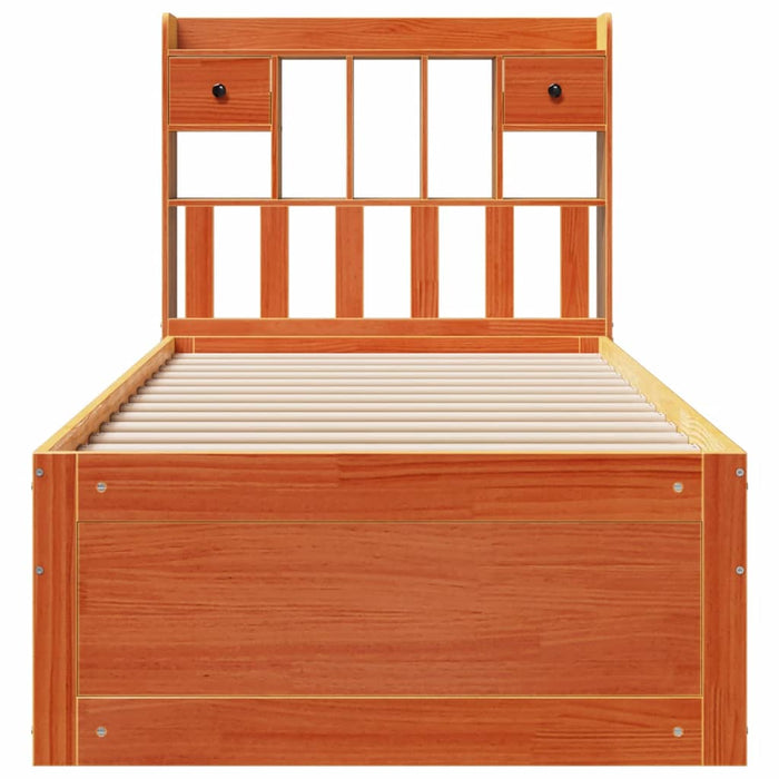 Pat bibliotecă fără saltea maro ceruit 75x190 cm lemn masiv pin - WALTI WALTI