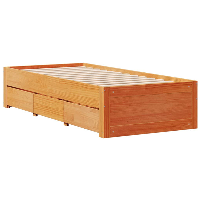 Pat bibliotecă fără saltea maro ceruit 75x190 cm lemn masiv pin - WALTI WALTI