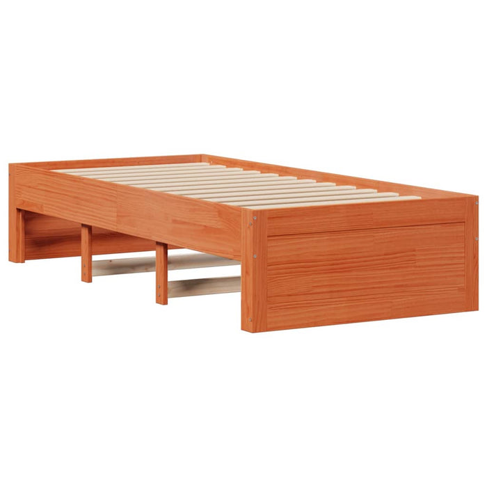 Pat bibliotecă fără saltea maro ceruit 75x190 cm lemn masiv pin - WALTI WALTI