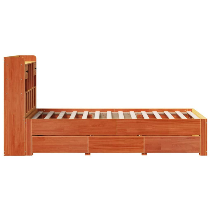 Pat bibliotecă fără saltea maro ceruit 75x190 cm lemn masiv pin - WALTI WALTI