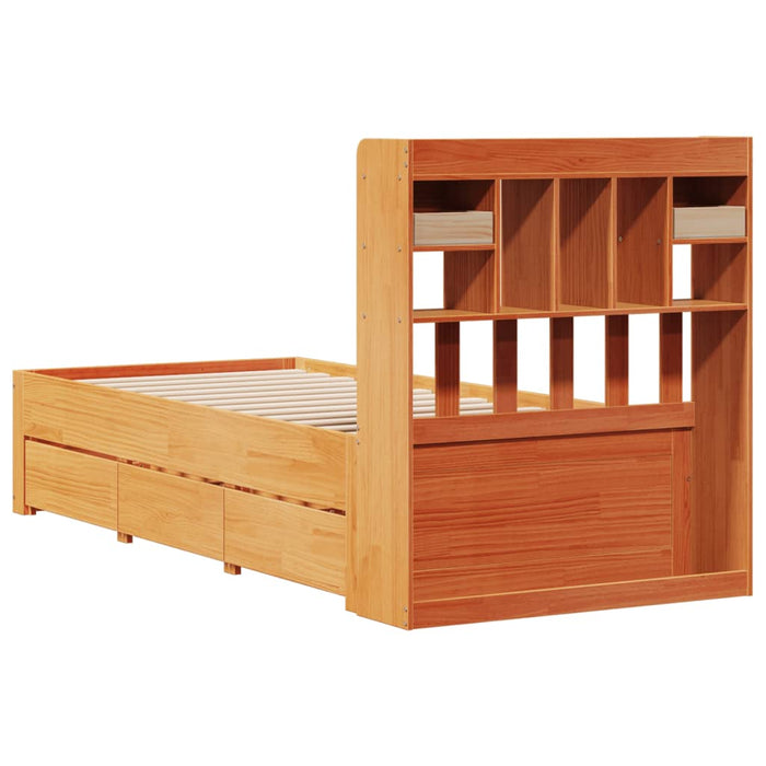 Pat bibliotecă fără saltea maro ceruit 75x190 cm lemn masiv pin - WALTI WALTI