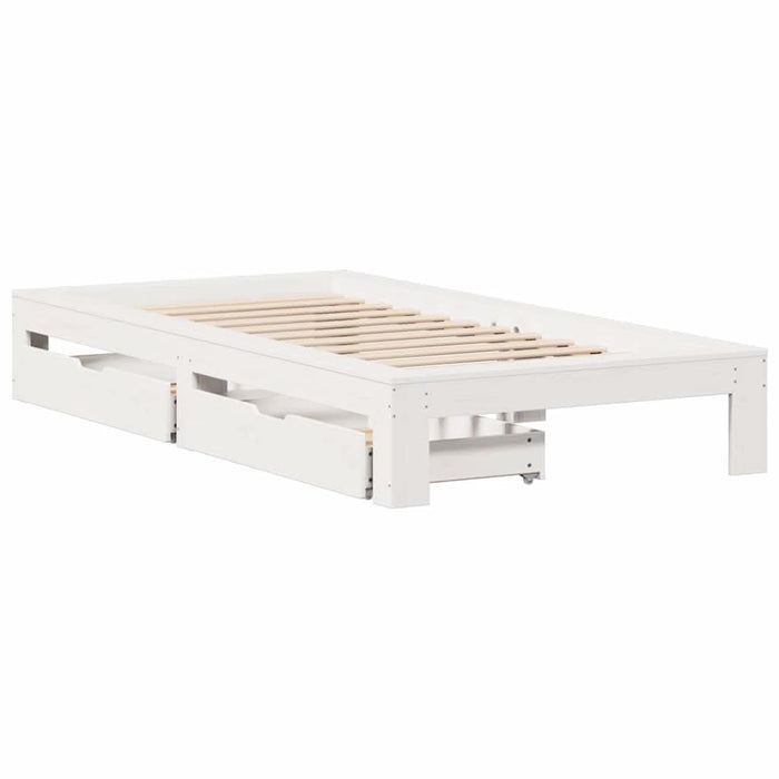 Cadru pat fără saltea, alb, 100x200 cm, lemn masiv pin - WALTI WALTI