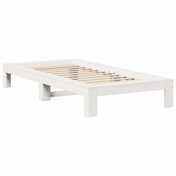 Cadru pat fără saltea, alb, 100x200 cm, lemn masiv pin - WALTI WALTI