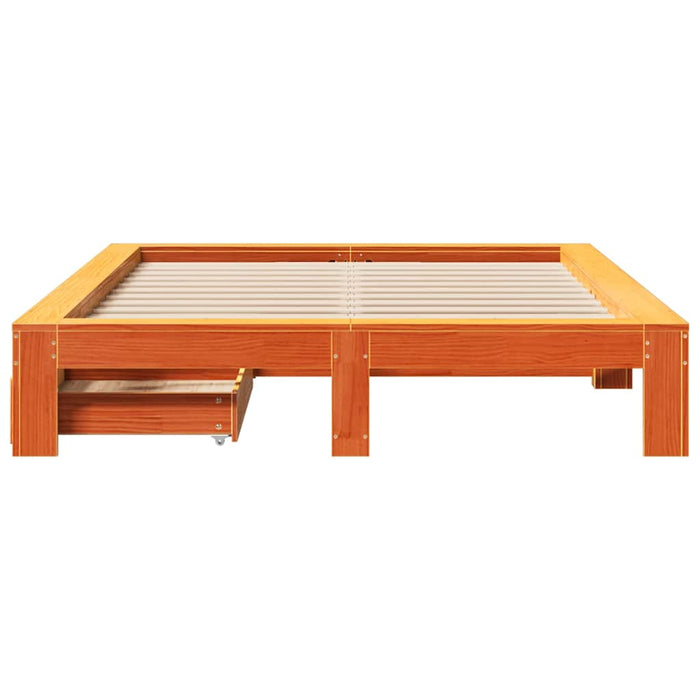 Cadru pat fără saltea, maro ceruit, 140x190 cm, lemn masiv pin - WALTI WALTI