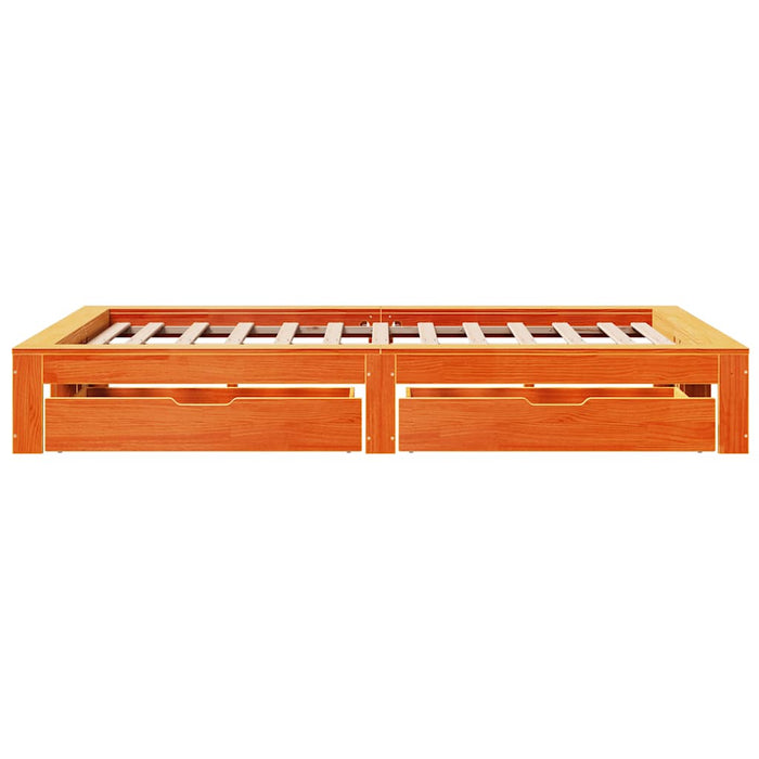 Cadru pat fără saltea, maro ceruit, 135x190 cm, lemn masiv pin - WALTI WALTI
