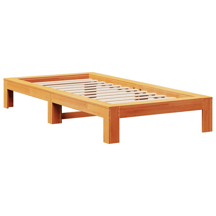 Cadru pat fără saltea, maro ceruit, 90x190 cm, lemn masiv pin WALTI