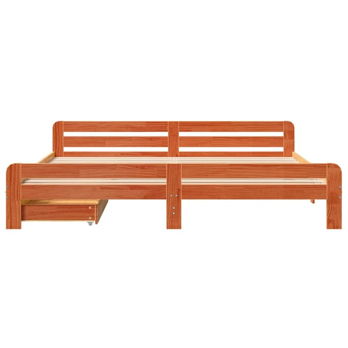 Cadru de pat fără saltea, maro ceruit 200x200 cm lemn masiv pin - WALTI WALTI