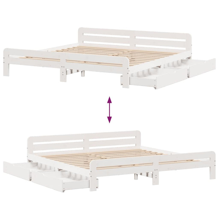Cadru de pat fără saltea, alb, 180x200 cm, lemn masiv pin - WALTI WALTI
