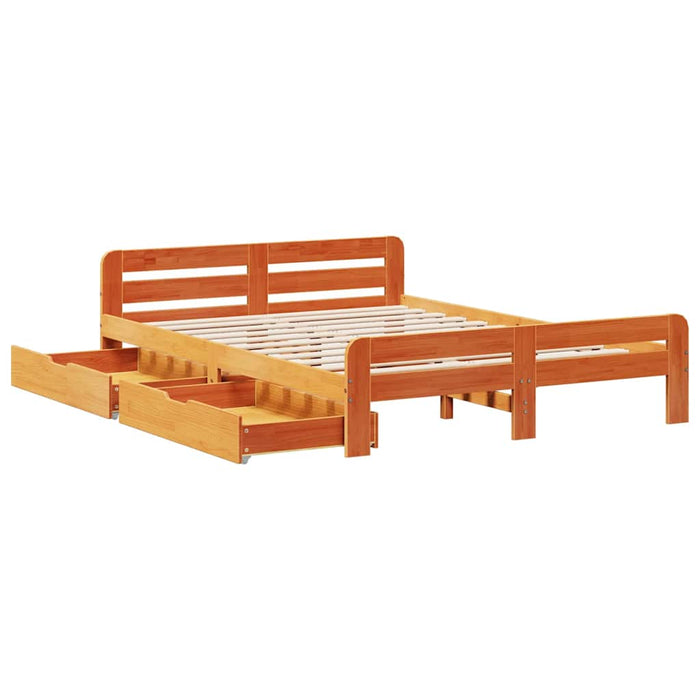 Cadru de pat fără saltea, maro ceruit 150x200 cm lemn masiv pin - WALTI WALTI