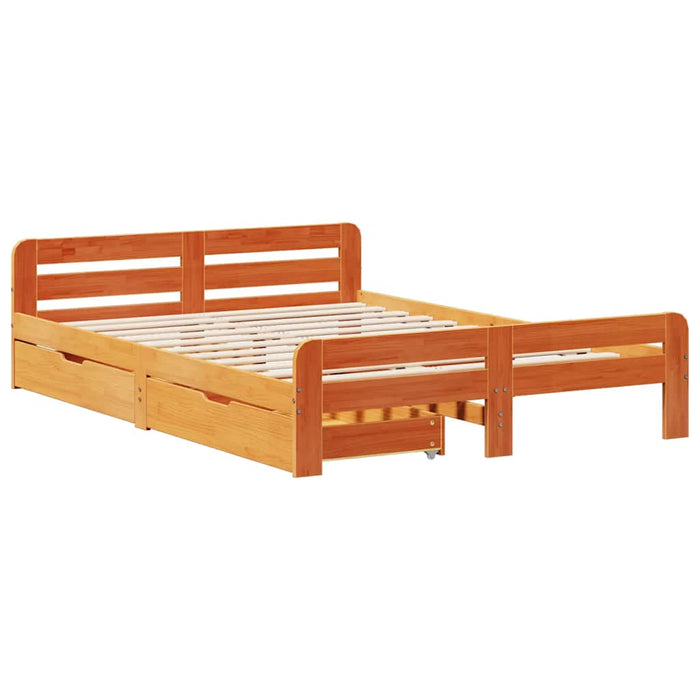 Cadru de pat fără saltea, maro ceruit 140x200 cm lemn masiv pin - WALTI WALTI