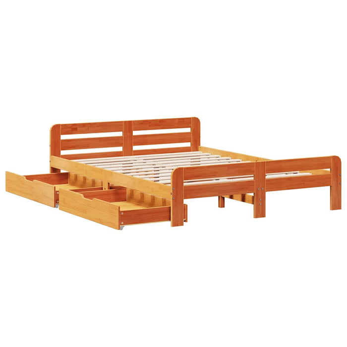 Cadru de pat fără saltea, maro ceruit 140x200 cm lemn masiv pin - WALTI WALTI
