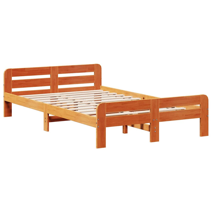 Cadru pat fără saltea, maro ceruit, 135x190 cm, lemn masiv pin - WALTI WALTI