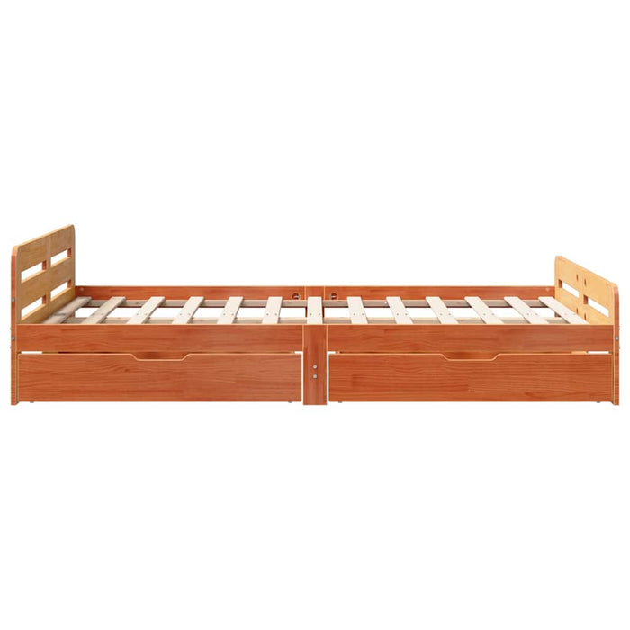 Cadru pat fără saltea, maro ceruit, 135x190 cm, lemn masiv pin - WALTI WALTI