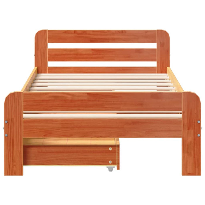 Cadru pat fără saltea, maro ceruit, 75x190 cm, lemn masiv pin - WALTI WALTI