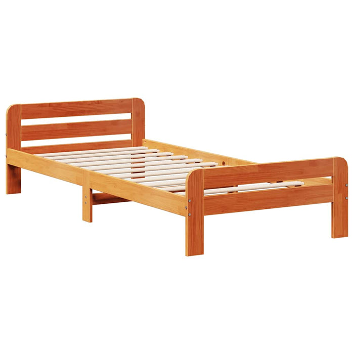 Cadru pat fără saltea, maro ceruit, 75x190 cm, lemn masiv pin - WALTI WALTI