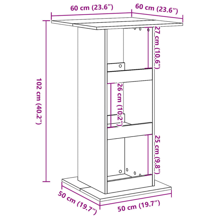 Masă bar cu depozitare stejar sonoma 60x60x102cm lemn prelucrat WALTI