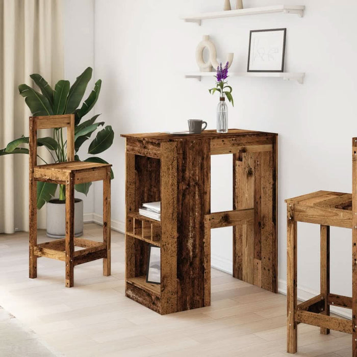 Masă bar cu rafturi lemn vechi 90x47,5x103,5 cm lemn prelucrat - WALTI WALTI