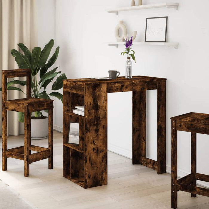Masă de bar cu rafturi, stejar fumuriu, 102x50x103,5 cm, lemn - WALTI WALTI