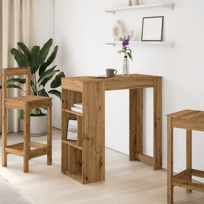 Masă bar cu rafturi, stejar artizanal, 102x50x103,5 cm, lemn - WALTI WALTI