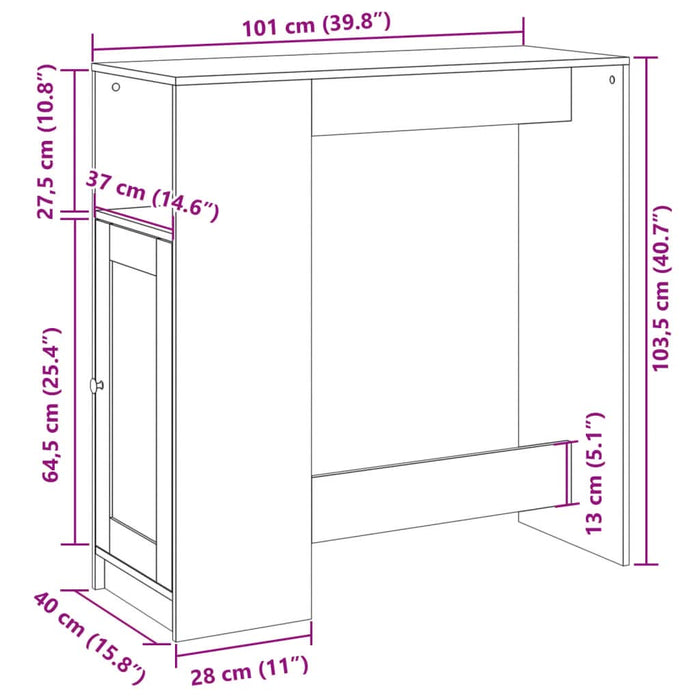 Masă bar cu rafturi stejar sonoma 101x40x103,5cm lemn prelucrat - WALTI WALTI