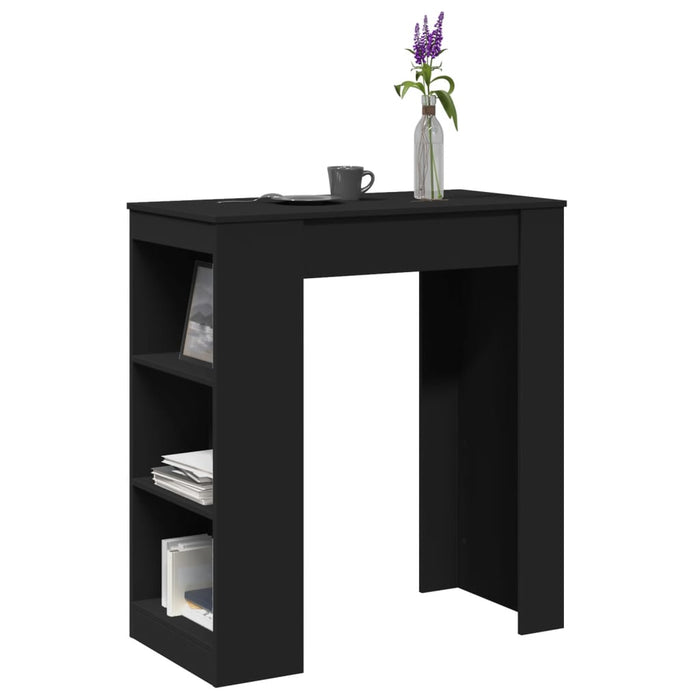 Masă de bar cu rafturi, negru, 95x47x103,5 cm, lemn prelucrat WALTI