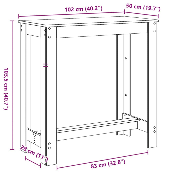 Masă de bar, alb, 102x50x103,5 cm, lemn prelucrat WALTI