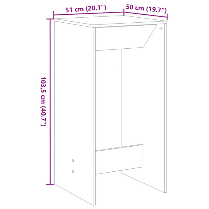 Masă bar, alb, 51x50x103,5 cm, lemn prelucrat - WALTI WALTI