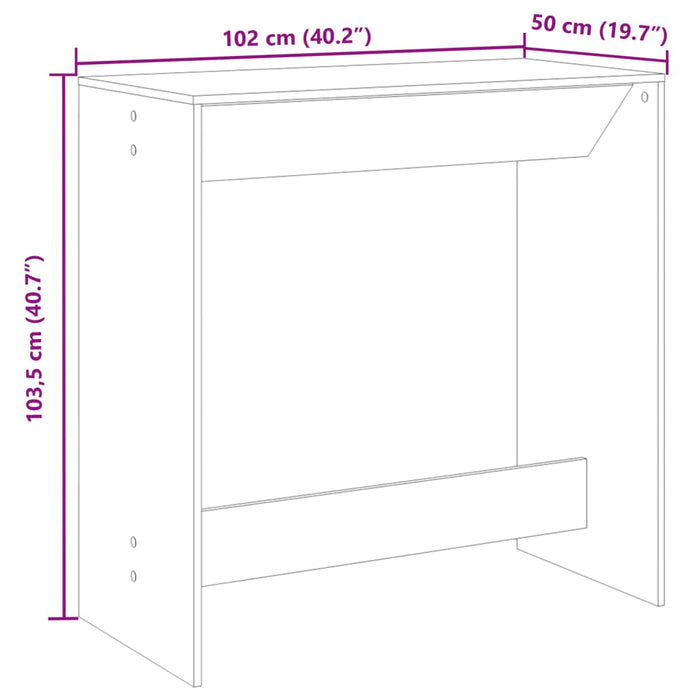 Masă de bar, alb, 102x50x103,5 cm, lemn prelucrat - WALTI WALTI