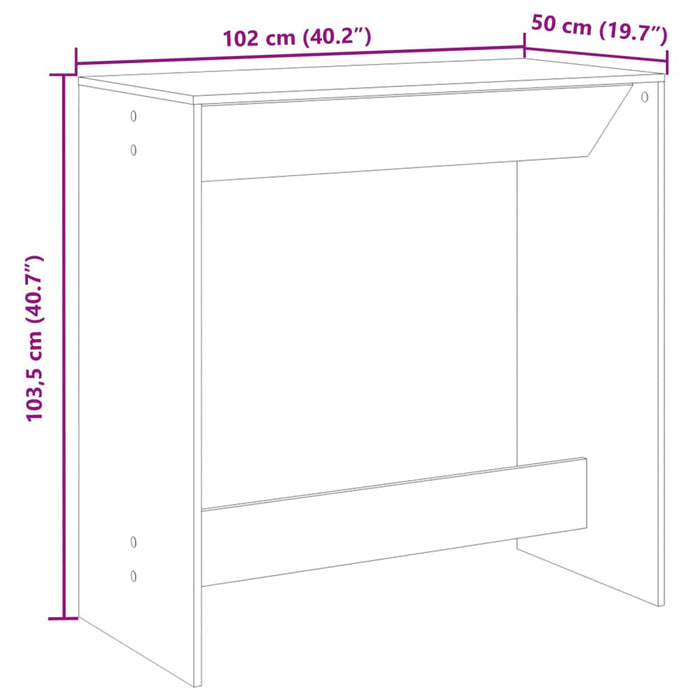 Masă de bar, stejar Sonoma, 102x50x103,5 cm, lemn prelucrat - WALTI WALTI