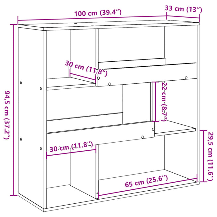 Bibliotecă/Separator cameră, alb, 100x33x94,5 cm - WALTI WALTI