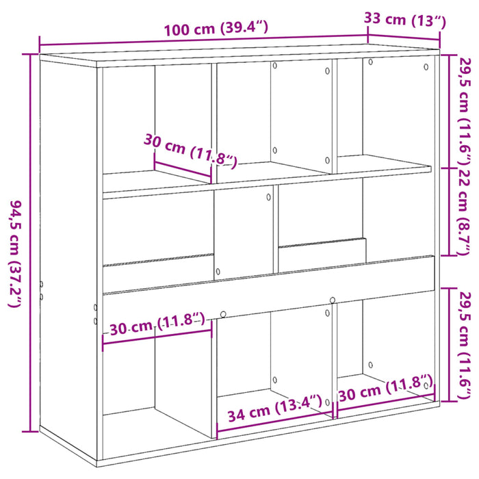 Bibliotecă/Separator de cameră, stejar afumat, 100x33x94,5 cm - WALTI WALTI