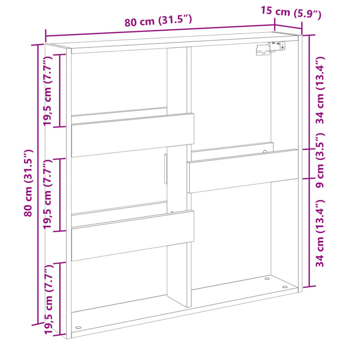Dulap de perete, gri sonoma, 80x15x80 cm, lemn prelucrat - WALTI WALTI