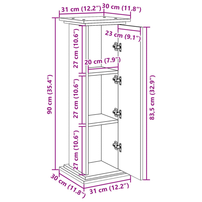 Suport prezentare/depozitare stejar artizanal 31x30x90 cm lemn - WALTI WALTI