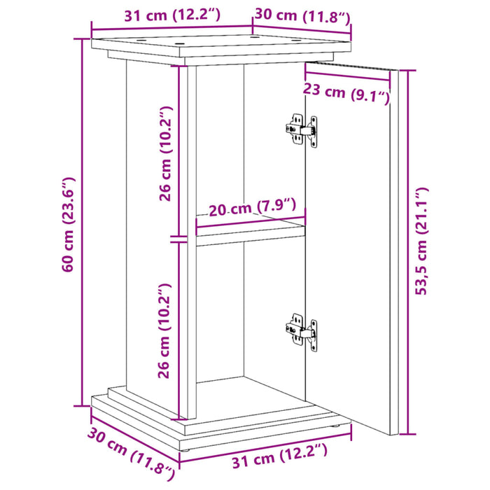 Suport prezentare cu depozitare stejar fumuriu 31x30x60 cm lemn - WALTI WALTI