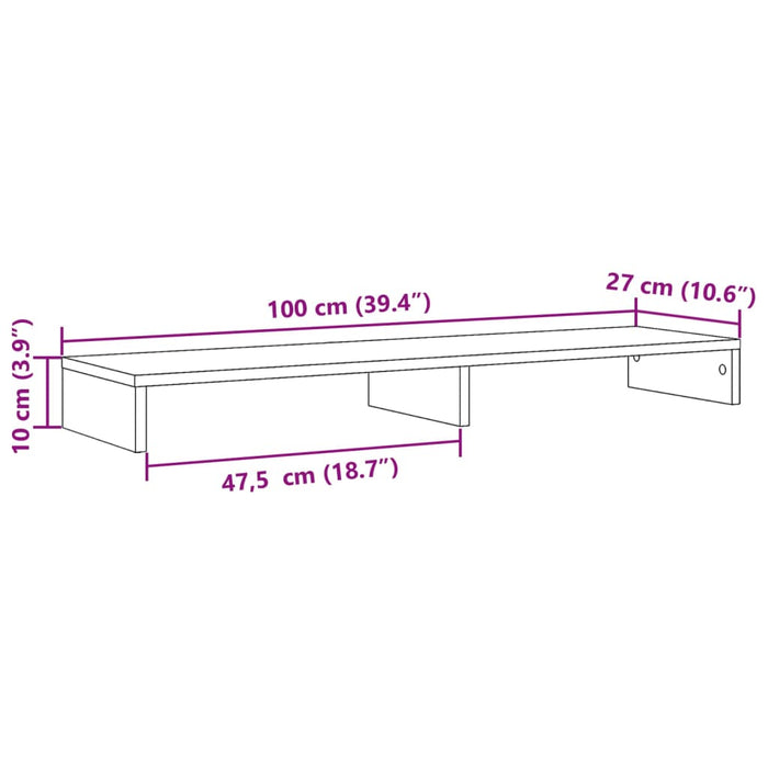 Suport de monitor, stejar fumuriu, 100x27x10 cm, lemn prelucrat - WALTI WALTI