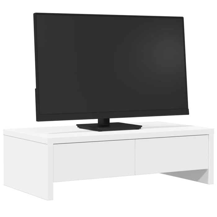 Suport monitor cu sertare, alb, 50x27x15 cm, lemn prelucrat - WALTI WALTI