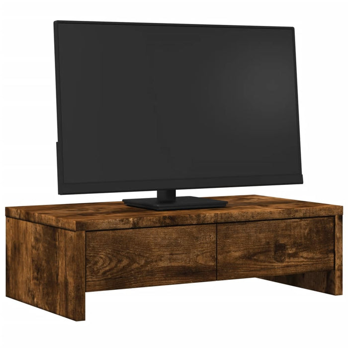 Suport monitor cu sertare, stejar fumuriu, 50x27x15 cm, lemn - WALTI WALTI