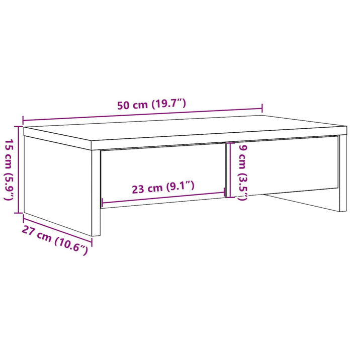 Suport monitor cu sertare gri sonoma 50x27x15 cm lemn prelucrat WALTI