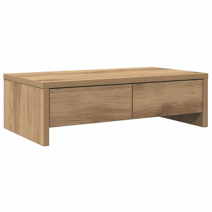 Suport monitor cu sertare, stejar artizanal, 50x27x15 cm, lemn - WALTI WALTI