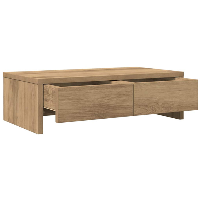 Suport monitor cu sertare, stejar artizanal, 50x27x15 cm, lemn - WALTI WALTI