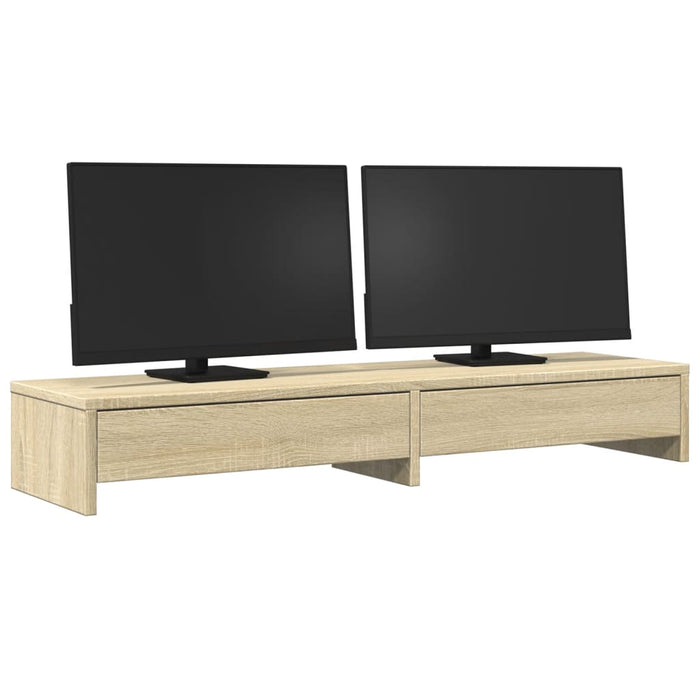 Suport monitor cu sertare, stejar Sonoma, 100x27x15 cm, lemn stratificat WALTI